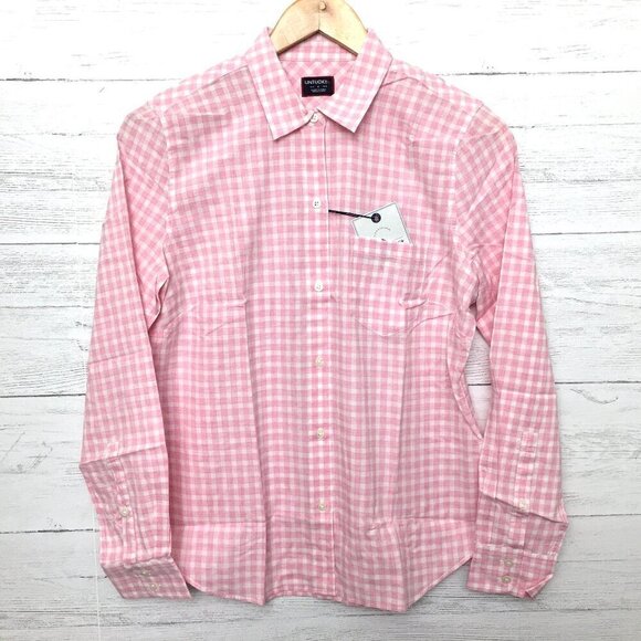 New UNTUCKit Women's Calina Shirt Pink & White Gingham Button Up size 4 - Picture 1 of 7